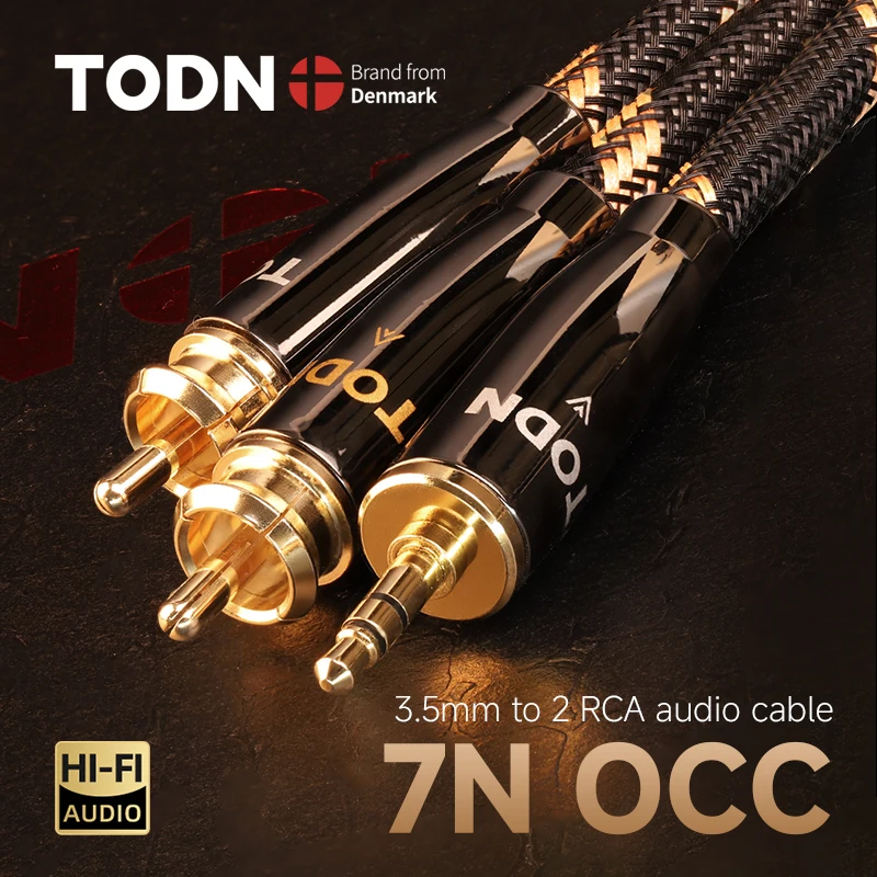 TODN RCA Cable HiFi Stereo 3.5mm to 2RCA Audio Cable AUX RCA Jack 3.5 for Amplifiers Audio Home Theater Cable RCA TO