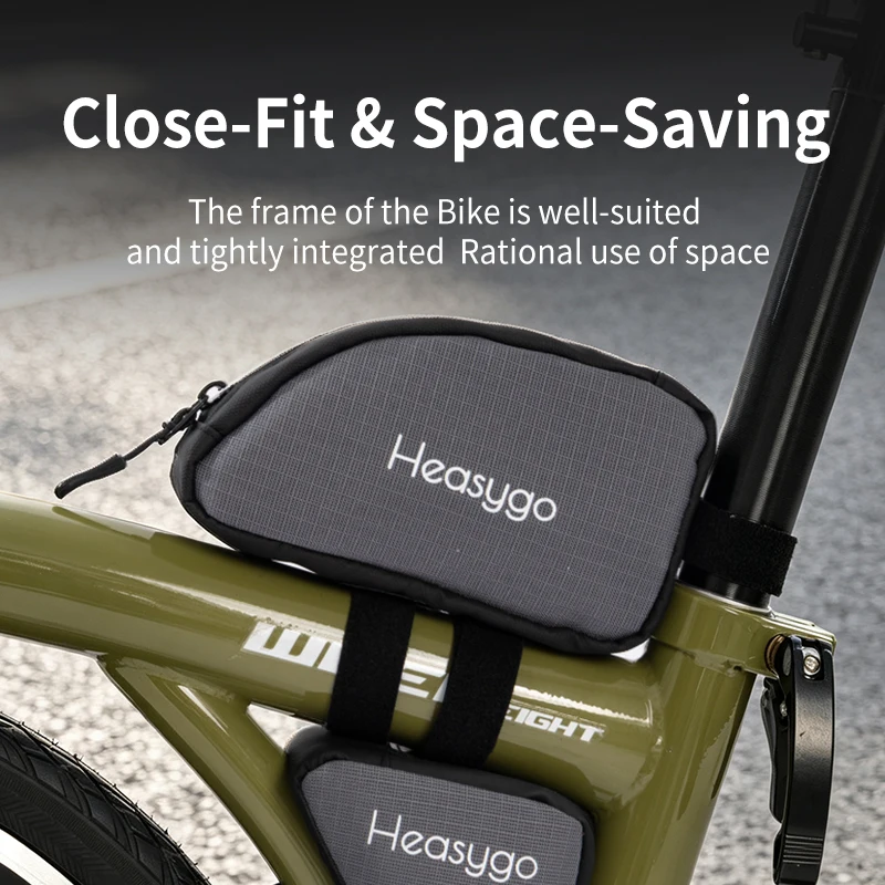 Heasygo Bike Top Tube Bag, Bottom Tube Bag, Frame Bag for Brompton Bicycle, Zipper Opening Extended Bike Bag Easy to Install
