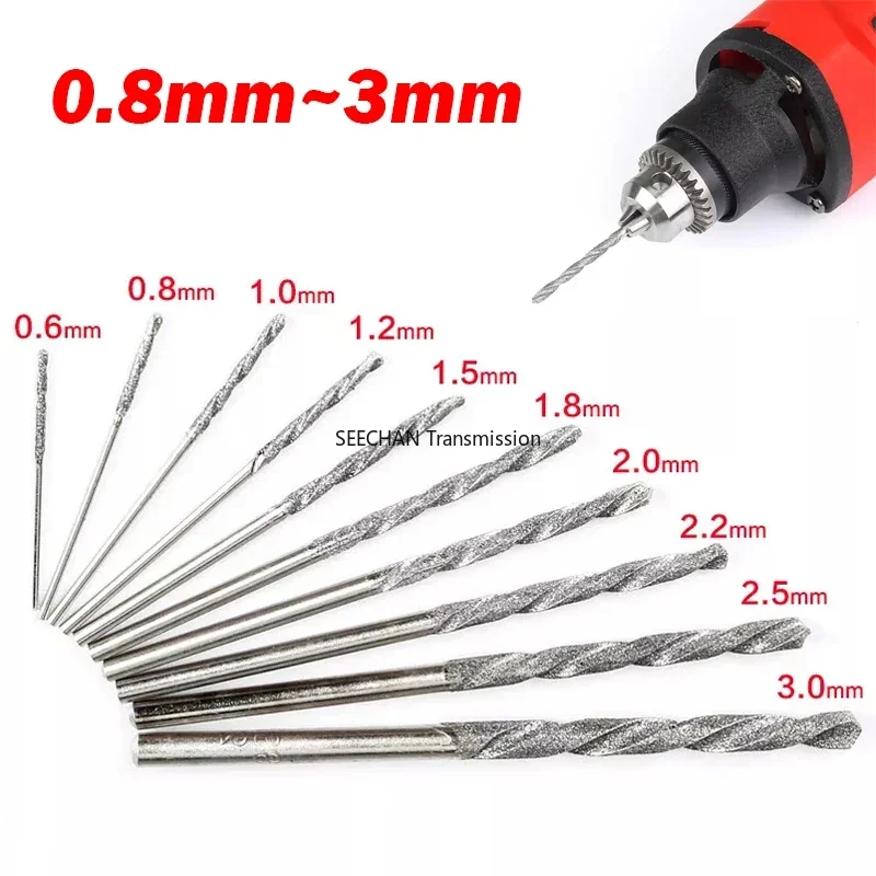 

Diamond Coated Twist Drill Bits 0.8mm 1mm 1.2mm 1.5mm 1.8mm 2mm 2.5mm 3mm For Glass Jewellery Jade Straight Shank