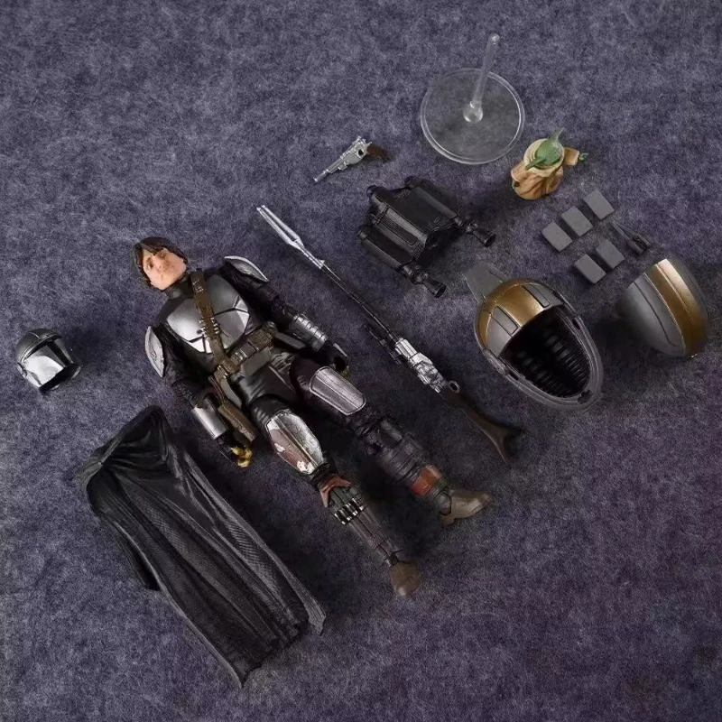 15cm Figurki Mandalorianin Grogu Din Djarin Zestaw Śliczny Grogu 15 cm Figurka w Zbroi PVC Model Anime Zabawka Ozdoba Prezent