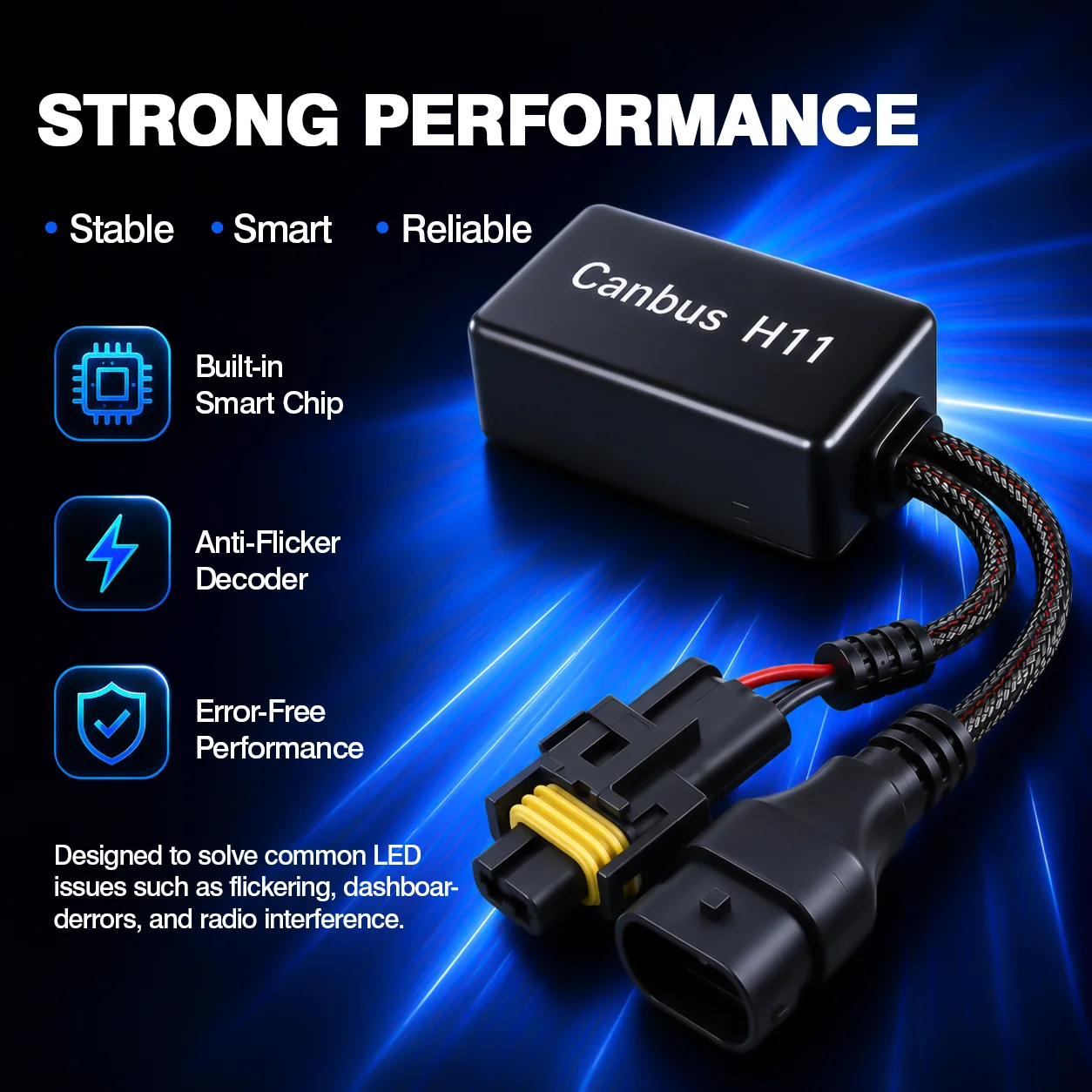 H7 LED Headlight Canbus Decoder Error Free Capacitors Resistors for LED Lights, Anti Flicker Harness Adapter for Cars Trucks