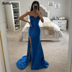 Bafftafe Satin Mermaid Formal Evening Dresses Sweetheart Bones Leg Slit Special Occasion Dress Women Prom Party Gowns Customized