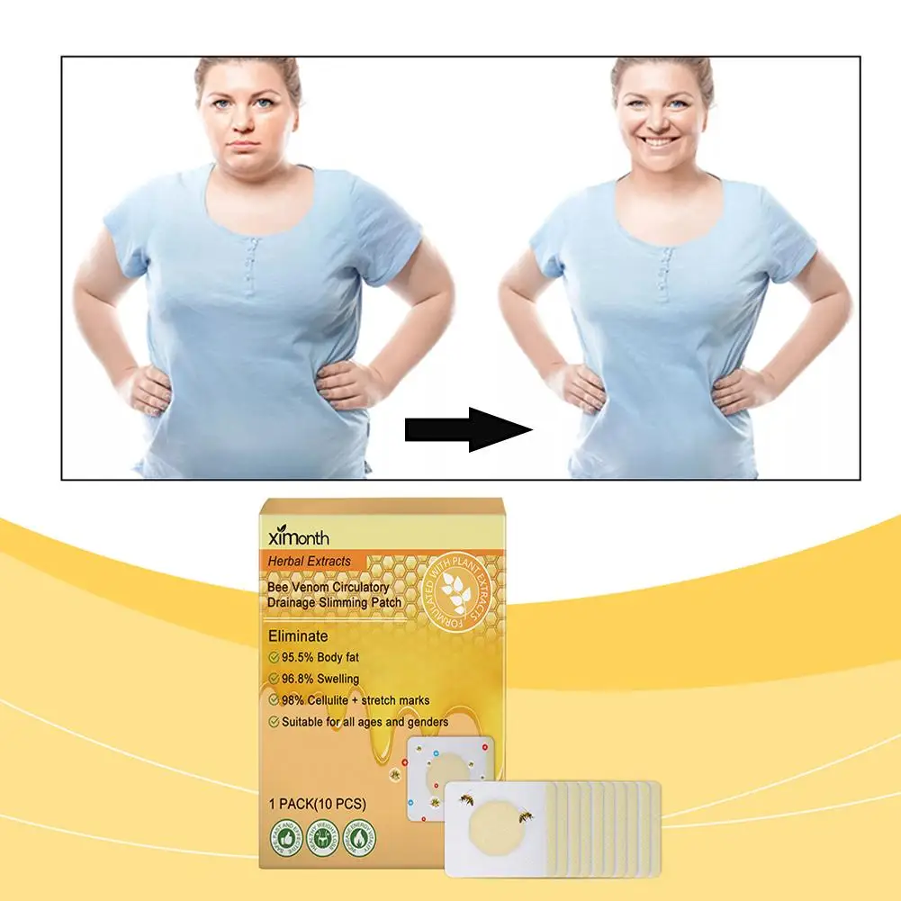 10 Pcs Bee Weight Loss Shaping Patch Non-irritating Burn Calories Accelerate Fat Burning Improve Skin Elasticity Patch