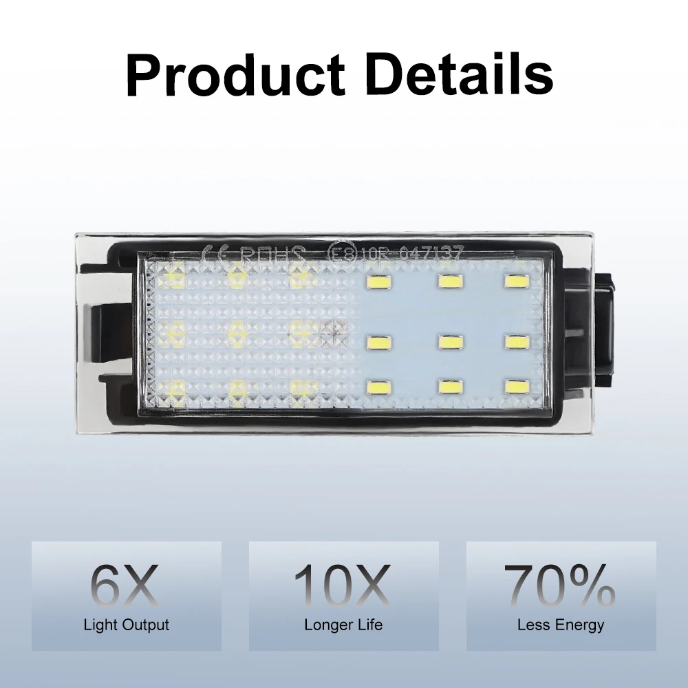 2PCS  License Plate Light  Canbus Car LED Number  Renault Twingo II Clio IV Laguna 2 Megane 3 Twingo Master Vel Satis Car Lights