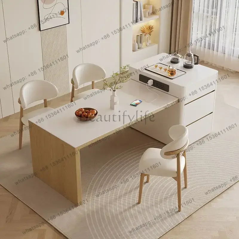 FG Wooden Homestay Dining Tables Cream Style Fashion Multi Functional Accent Dining Tables Luxury Home Furniture Mesa Comedor Ls