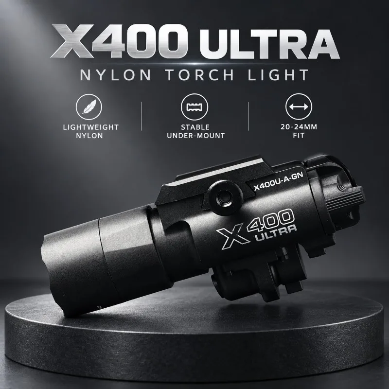 X400 Ultra Nylon Model Torch Light, Under‑mount Ornament Accessory with Standalone Switch for 20‑24mm Hobby Rail