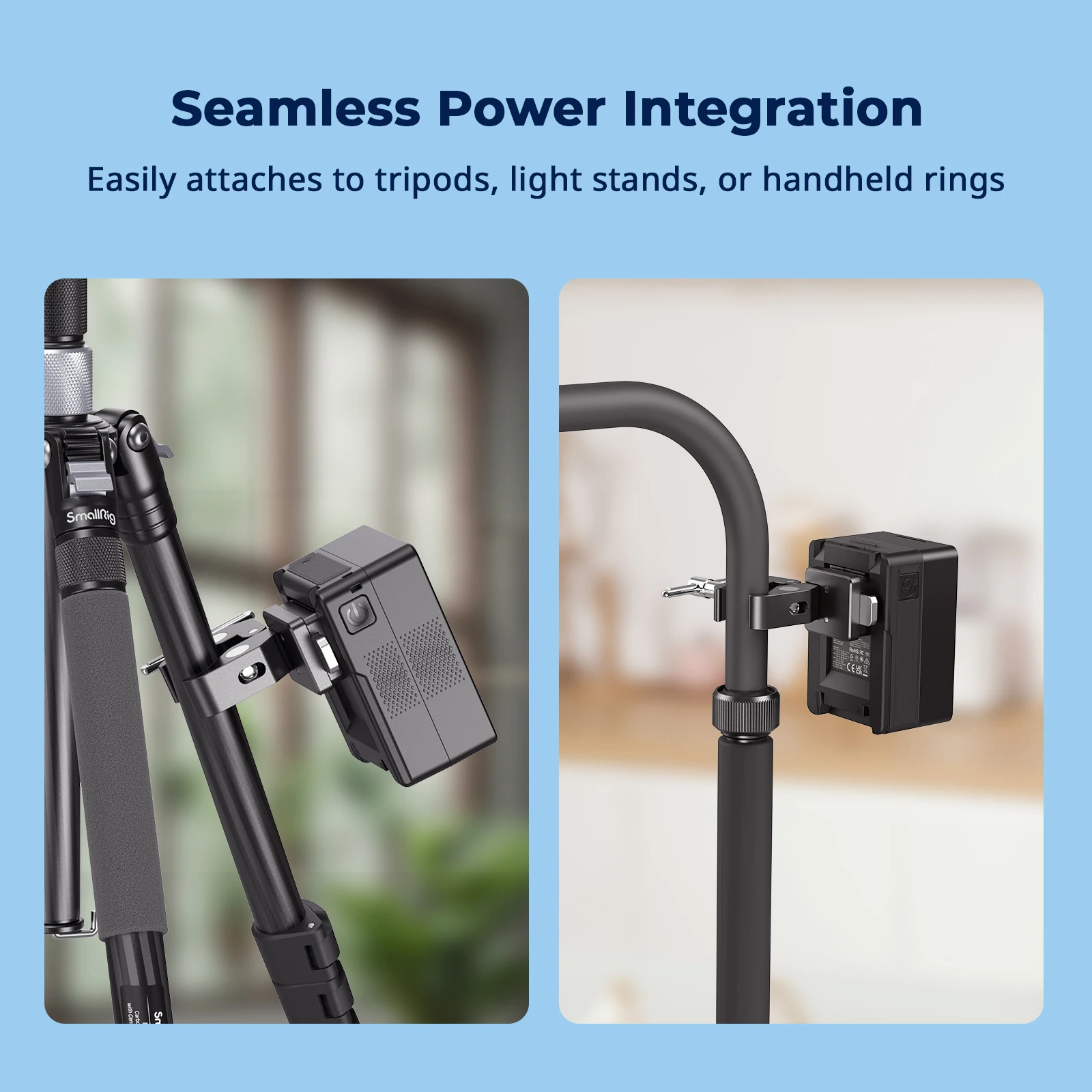 Zacisk SmallRig V-Mount w kształcie kraba, do większości akumulatorów z mocowaniem V, zakres mocowania 15–40 mm do statywów, statywów oświetleniowych -5313 — zdjęcie produktu 6