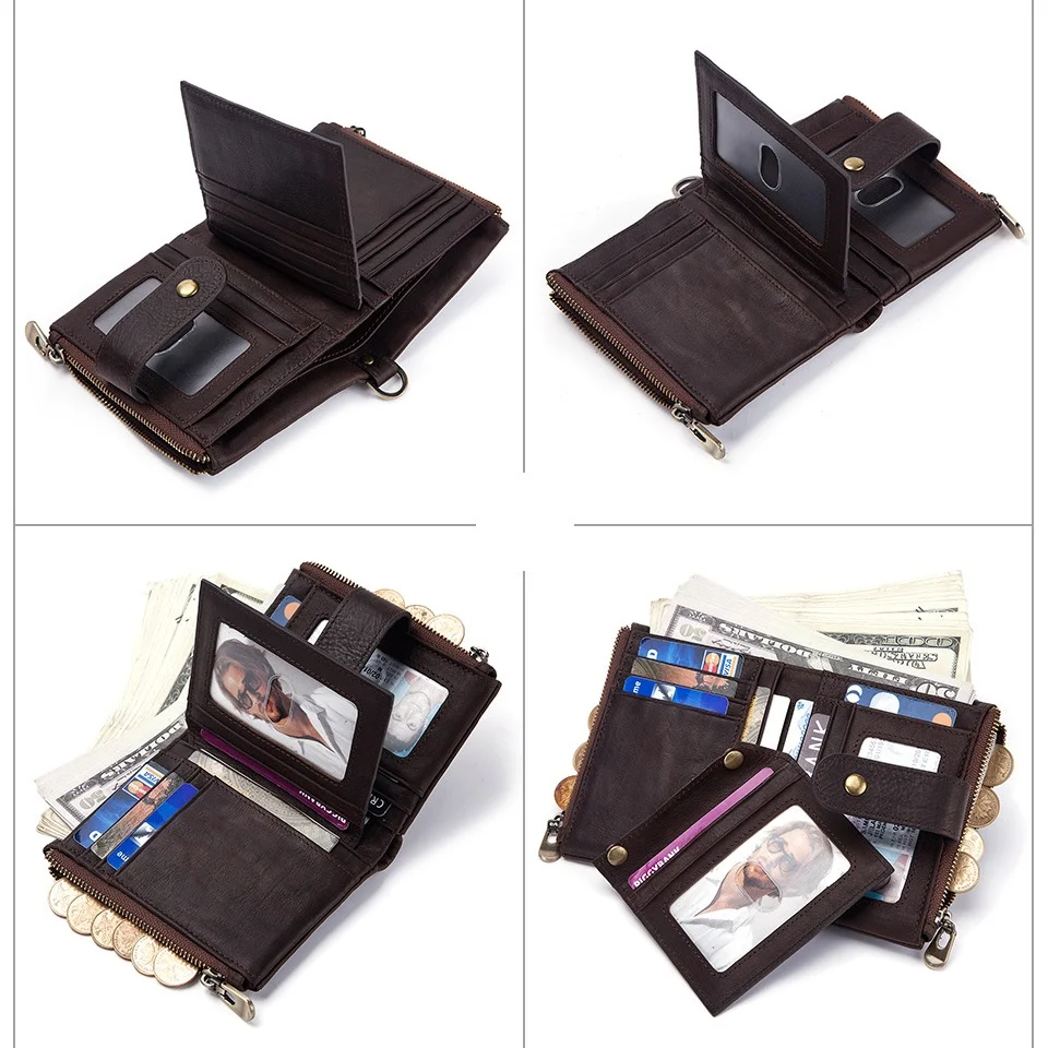 UKF Genuine Leather Men's Wallet Premium Product Real Cowhide Wallets For Man RFID Short Wallet Portefeuille Homme Short Purses