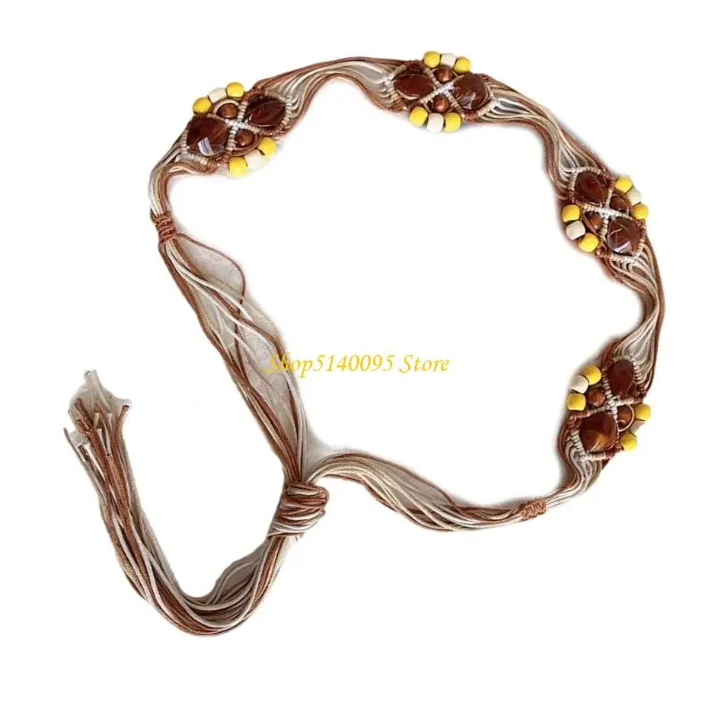 DXAE Bohemian مضفر حبل الحبل الشمع للنساء قابلة للتعديل سلسلة الخصر حزام يدوي معقدة الخصر الحبل الإكسسوارات فستان اللباس