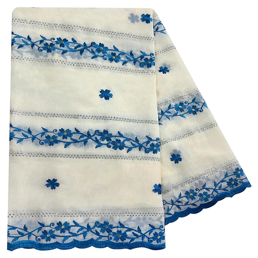 High Quality 100% Cotton Fabric Rayon Cotton Thread Eembroidered Scarf Dubai Excellent Style African Women Hijab Muslim Scarf 6