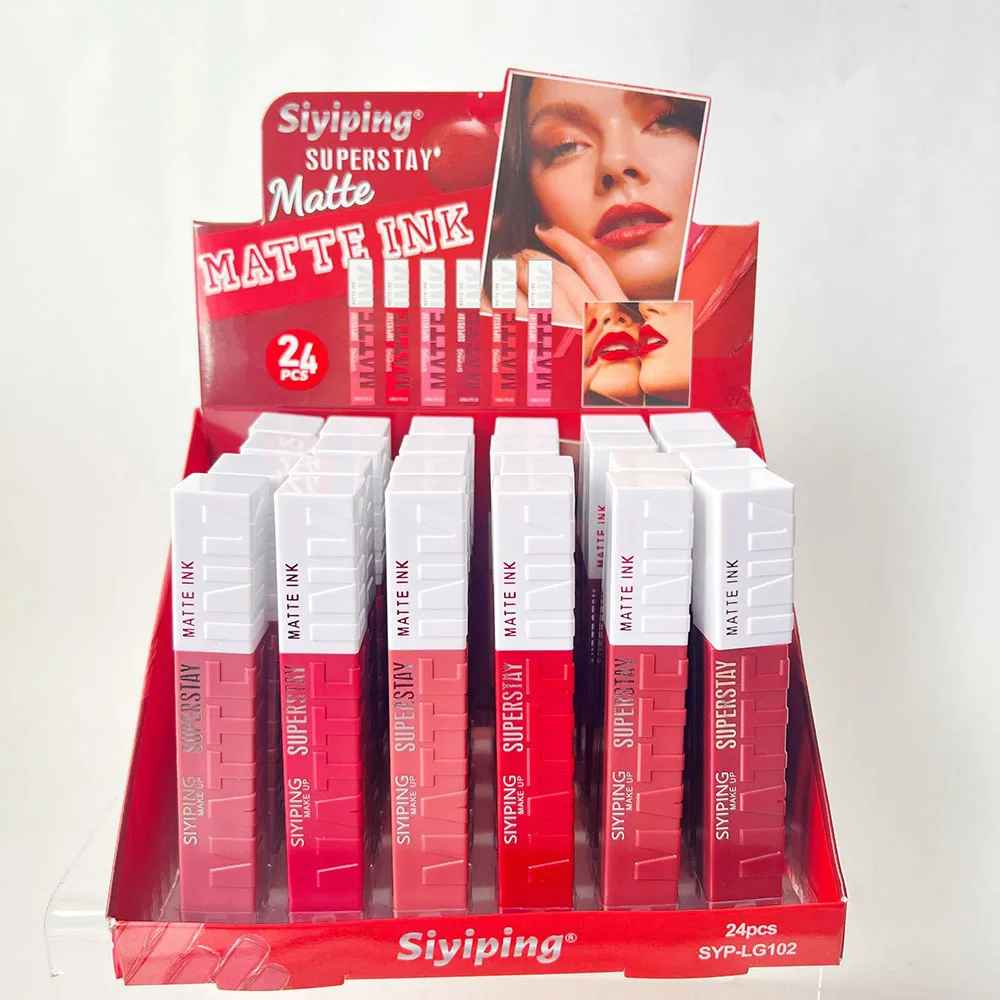24Pcs Matte Lipstick 6Colors Set Long Lasting Waterproof Non-Sticky Lipstick  Women Lips Makeup Wholesale