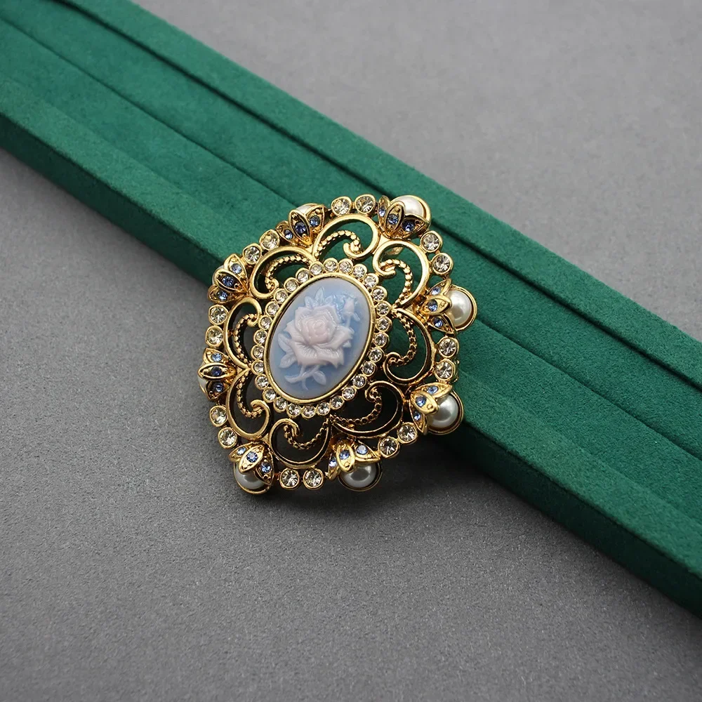 Ancient Roman Medieval Relief Brooch Vintage Engraving Flower Brooch
