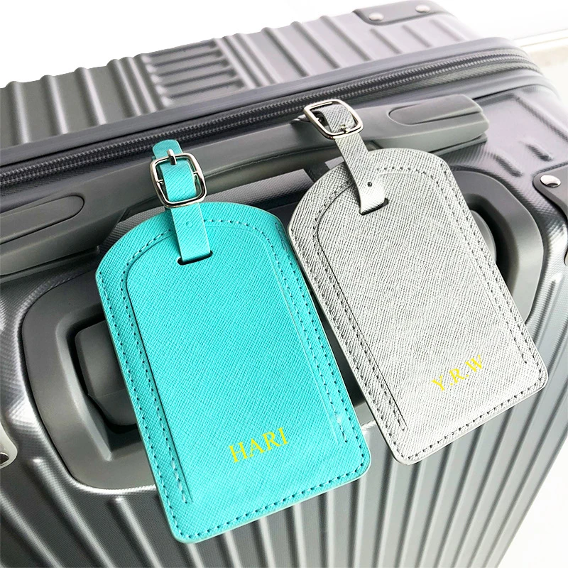 Custom Name Travel Luggage Tag PU Leather Engraving Luxury Business Trip Suitcase Label Personalized ID Message Card Holder Gift