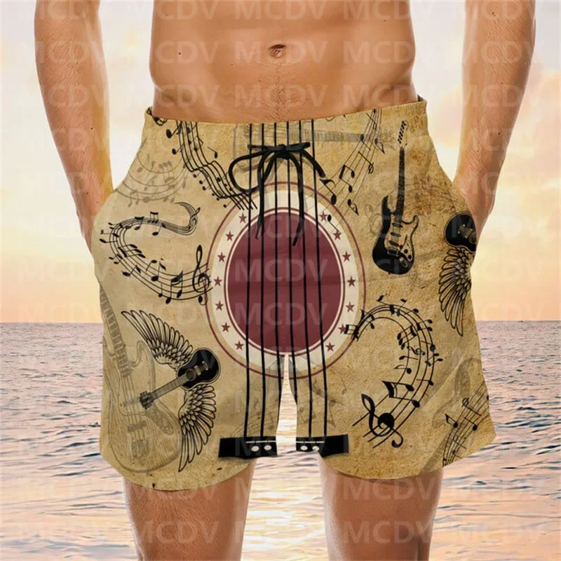 Music Fashion Printed Beach Streetwear Board Shorts Swim Shorts