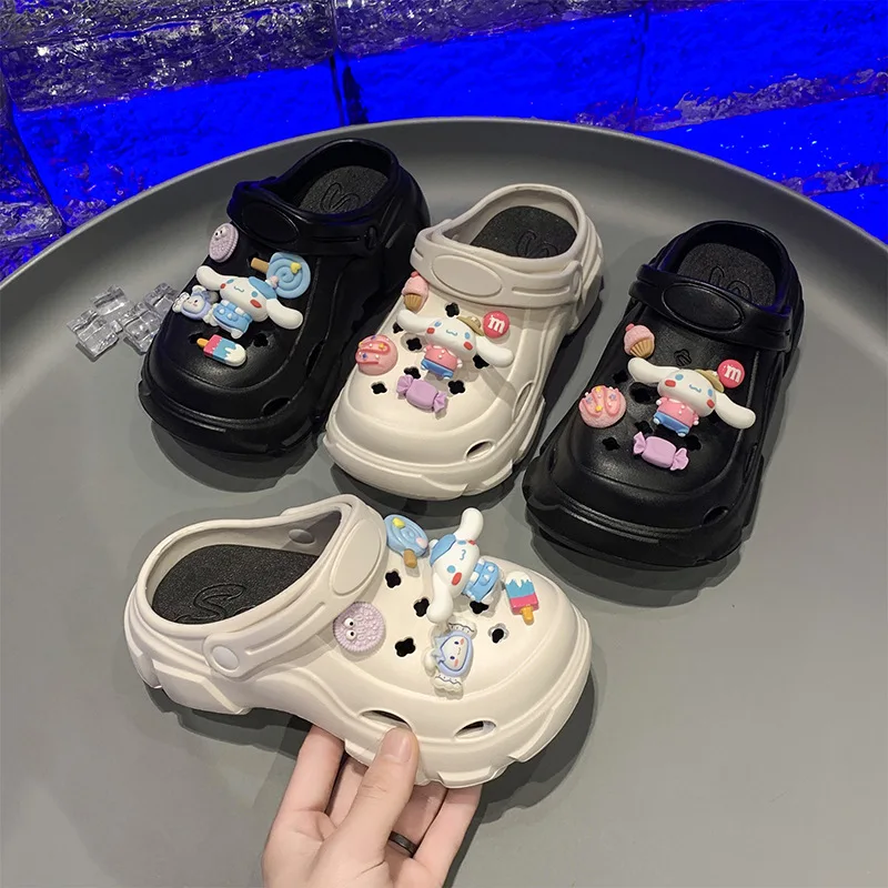 Anime Cinnamoroll Cartoon Sandals para crianças, chinelos macios antiderrapantes, sapatos de praia, acessórios fofos, presente de verão, novo