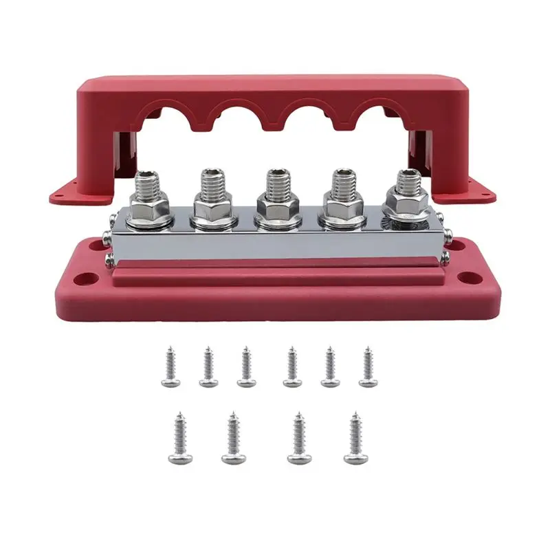 

AC54-M10 Power Distribution Block Bus Bar 24V Buss Bar 600A Electrical Terminal Block For Truck Boat Car Camper RV