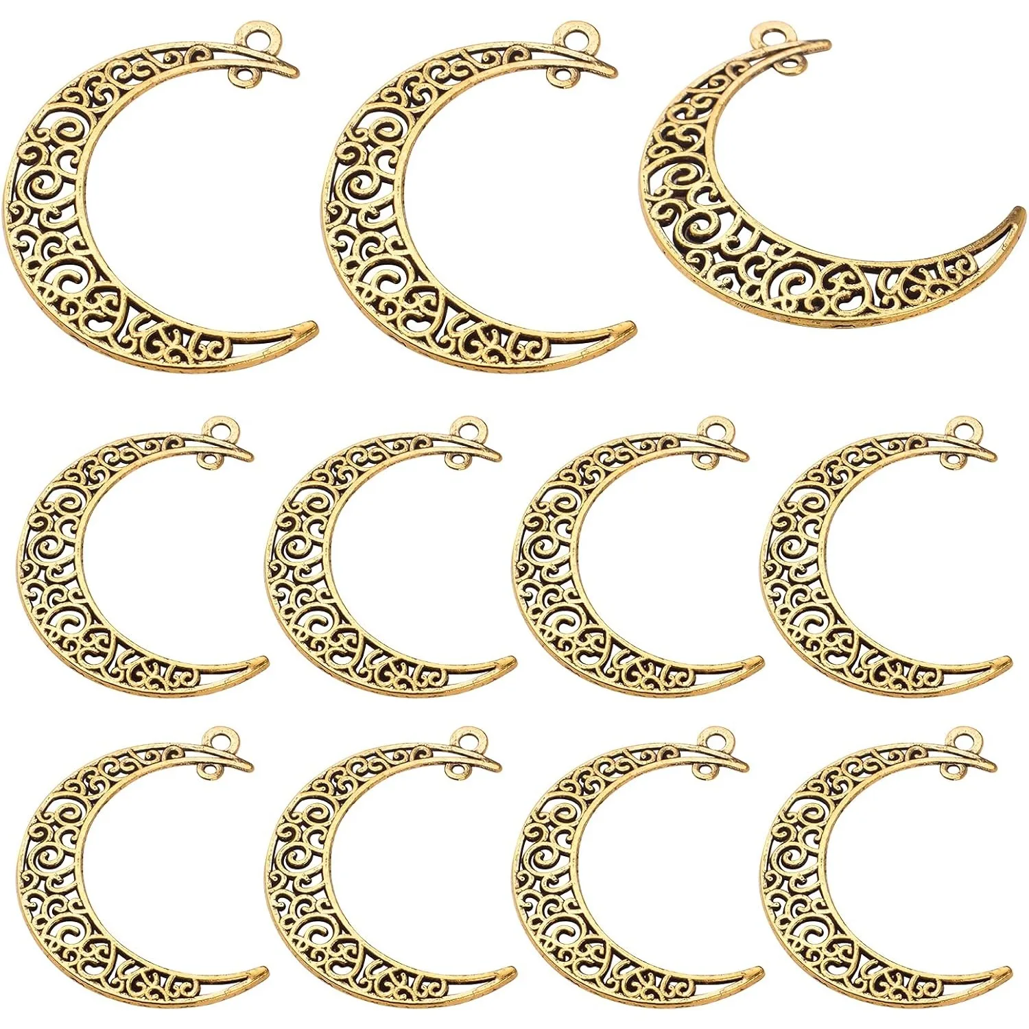 

40pcs Hollow Moon Charms Alloy Luna Crescent Symbol Filigree Pendants Jewelry Making Findings for DIY Bracelets Necklace Earring