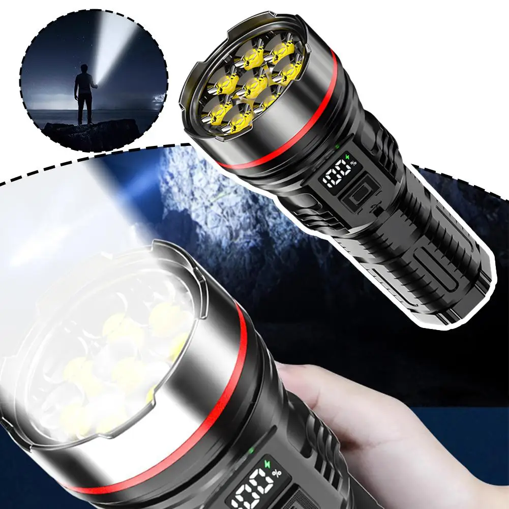 

1000lm 8led High Power Led Flashlights Strong Light Torch Cob Led Flashlight Portable Lamp With Light Camping Usb Rechargea I3u9