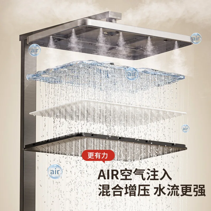 Todo cobre, ducha, juego, teclas de piano, luz ambiental, baño, hogar, termostático, pantalla digital