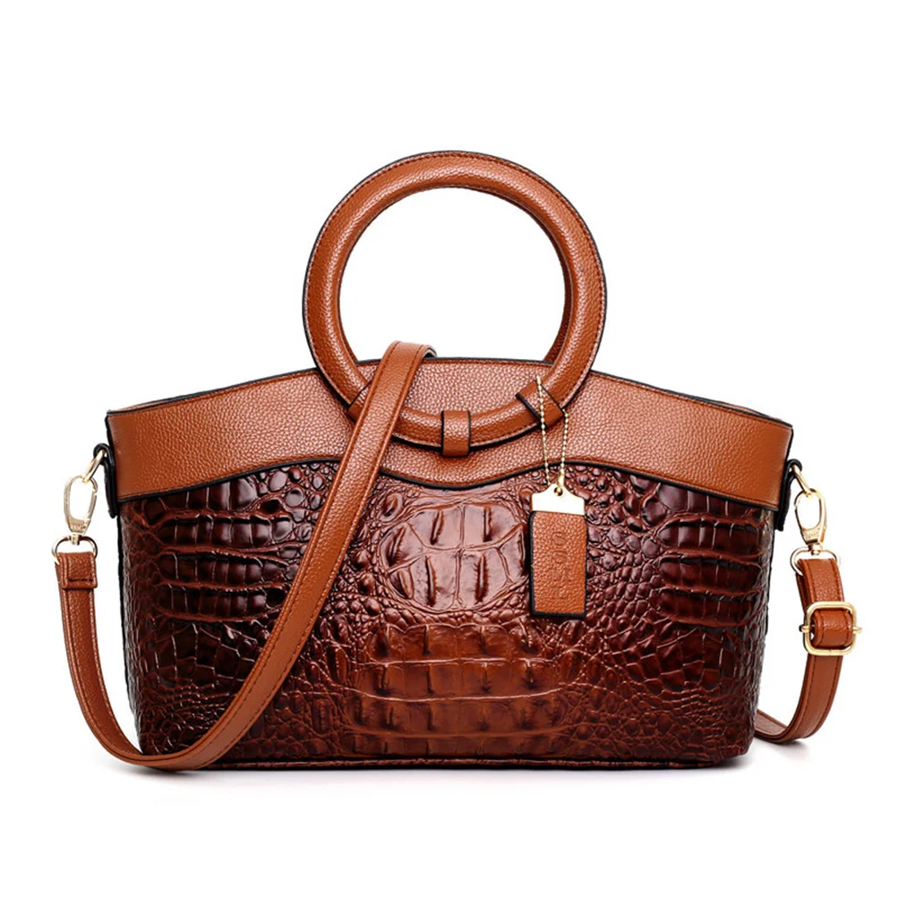 

Shoulder Bag Women Leather Handbags s Designer Crossbody Female Crocodile Ladies Tote Retro