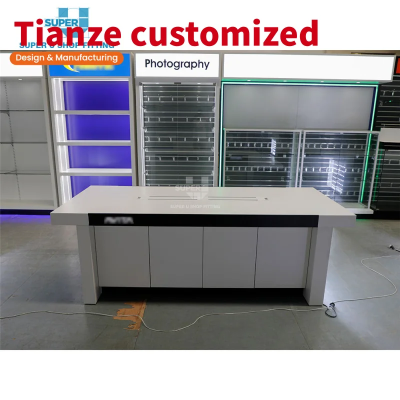 

(Customized) custom computer display table showcase modern computer shop interior design pc store fixtures retail laptop display