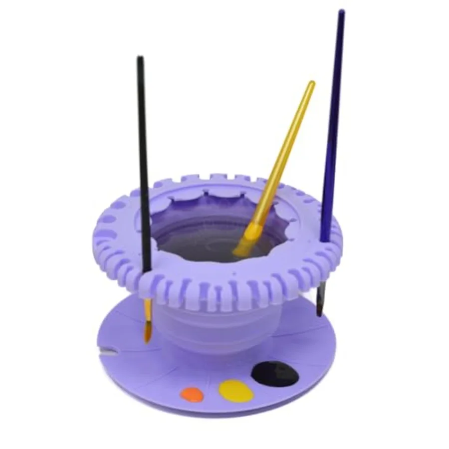 

Paint Puck CollapsiBowl Paint Brush Cleaner Rinse Cup Purple - Collapsible Paint Water Cup and Brush Cleaner with Brush Holder,