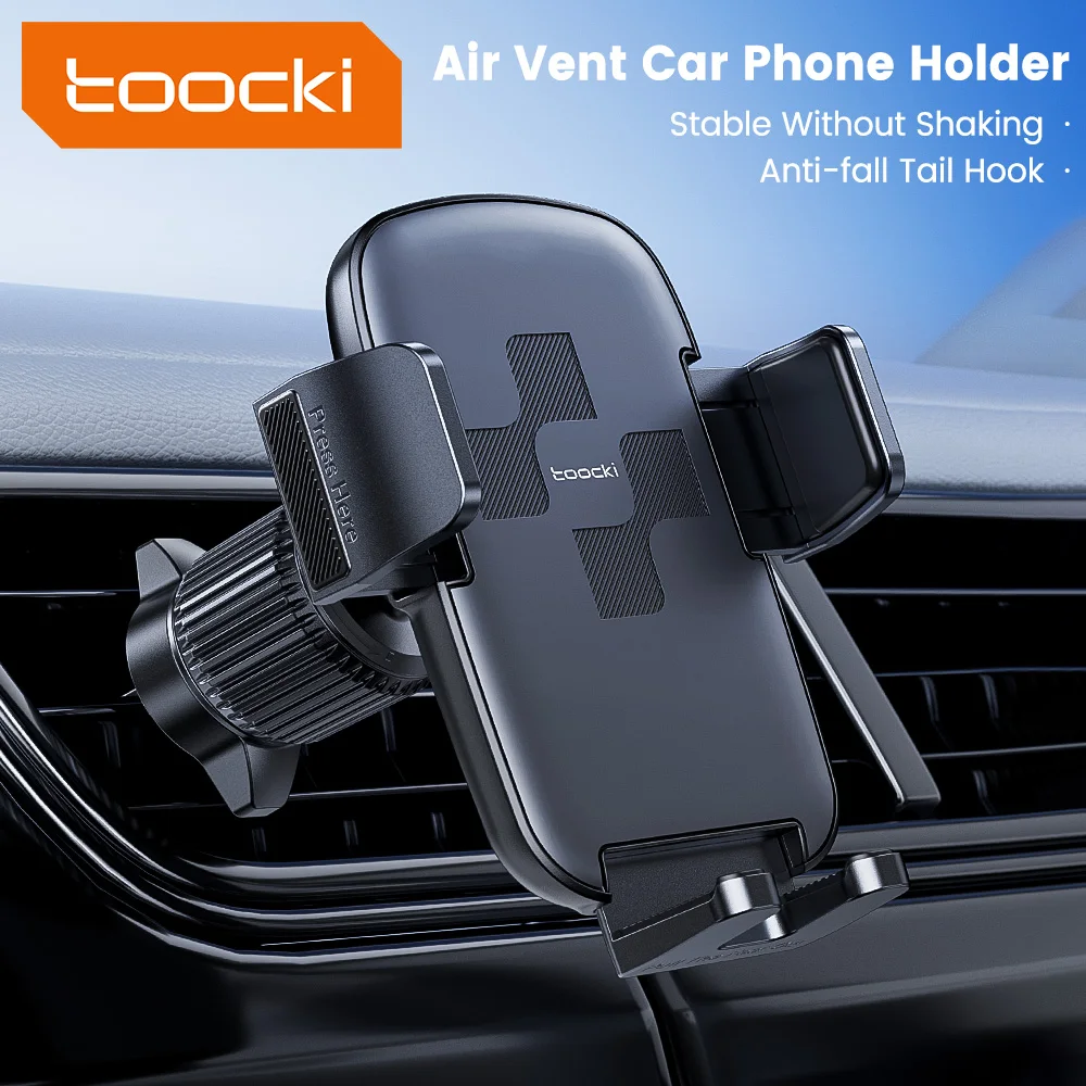 Toocki Auto Telefoonhouder Luchtrooster Anti-val Haak in Auto Luchtrooster Siliconen Stand voor iPhone 14 Pro Xiaomi Samsung Auto Mobiel