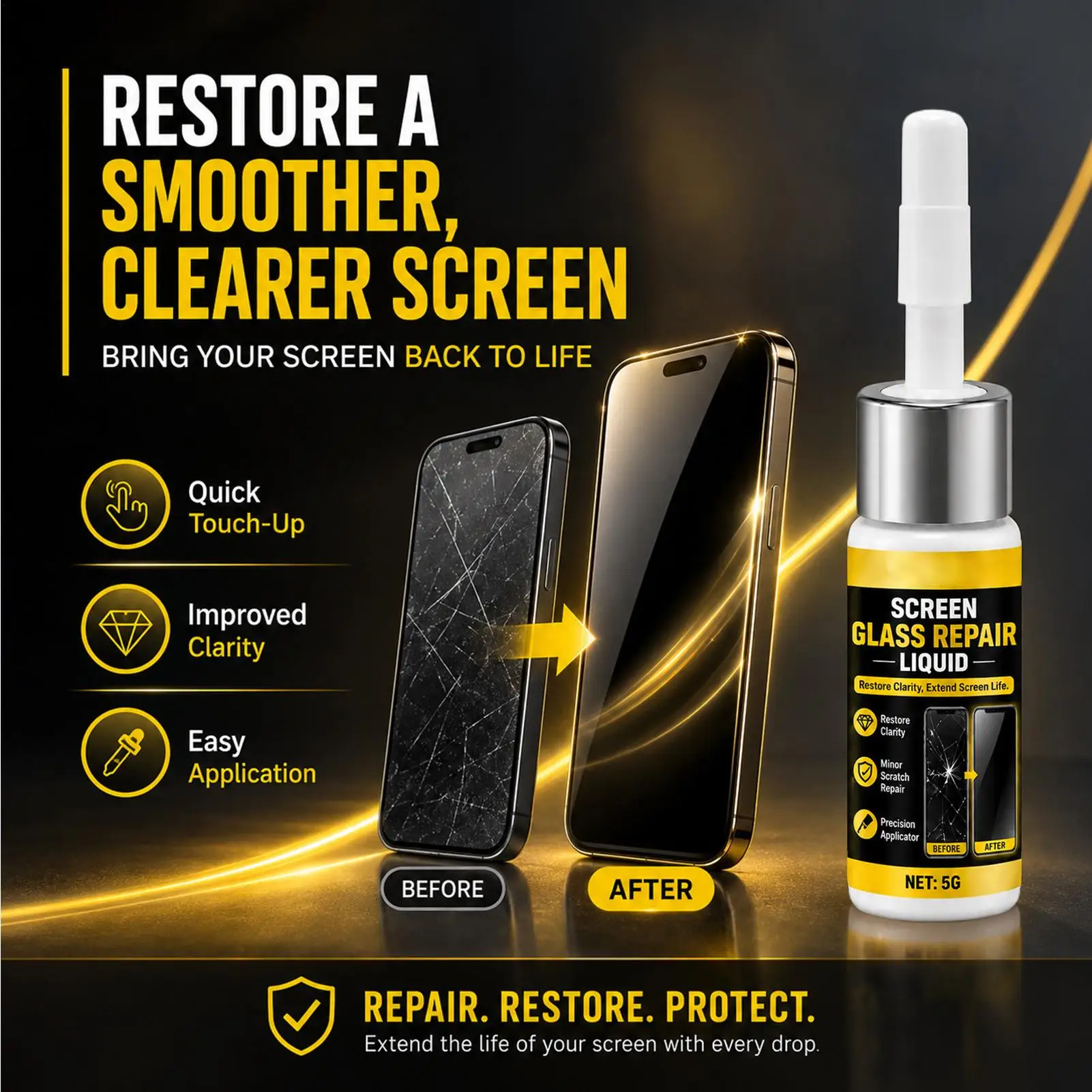 Screen Repair Liquid Glass Scratch Remover Filler Universal Quick Fix for Phone Tablet Watch Display Surfaces Daily Maintenance