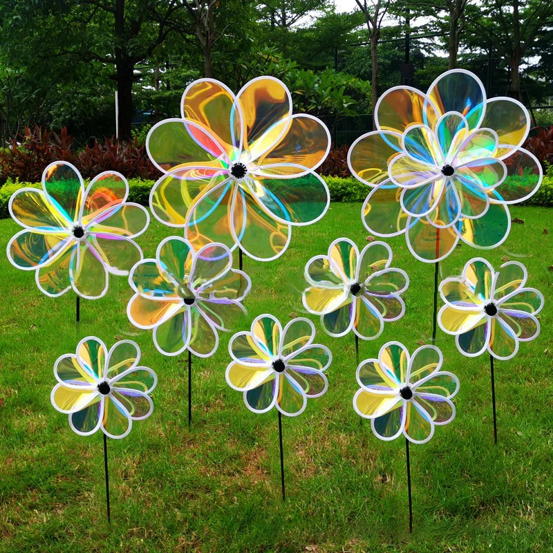 1Pc Plastic Sunflower Windmill Pinwheel Colourful Sequins Foldable Windmill Carry Camping Picnic Home Garden Decoration