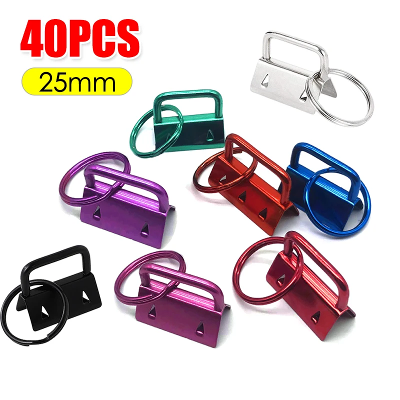 40PCS 25mm Webbing Tail Clip Key Fob Hardware with Key Rings DIY Making Wristlet Clamp Bag Cell Phone Wallet Key Lanyard Decor