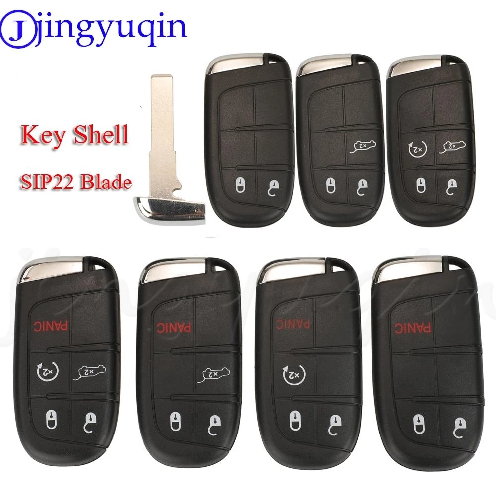 

jingyuqin 3/4/5 Buttons Smart Remote Car Key Shell Fob for Jeep Renegade Compass Auto SUV Keyless Entry Fob Case SIP22 Blade