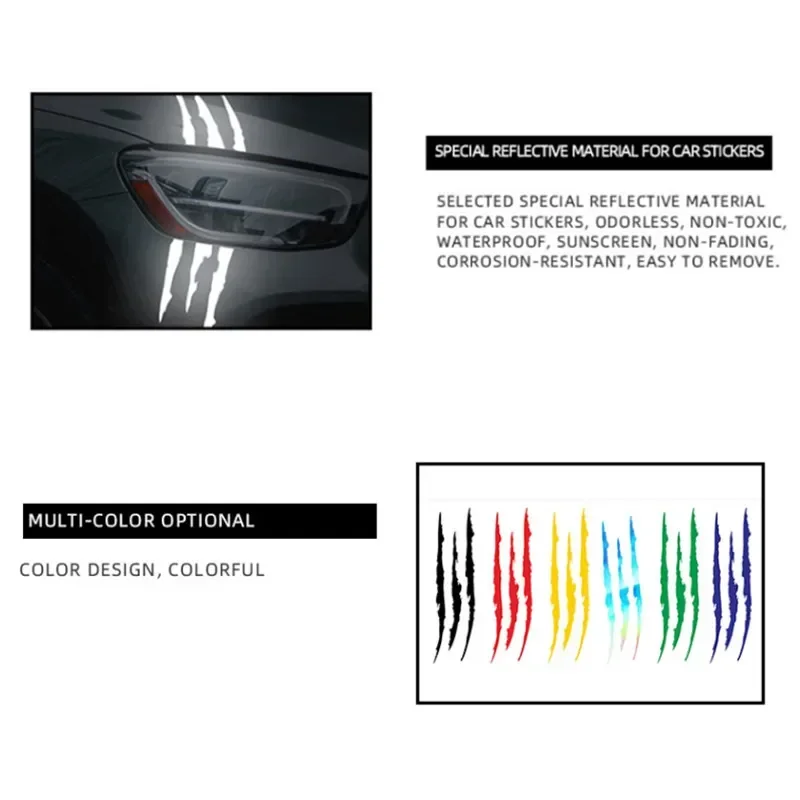personality Motorcycle Car Sticker Universal Monster Claw Scratched Stripe Decal Marker Reflective Waterproof Moto Decoration Ac image 3