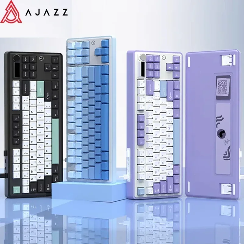 

Ajazz Ak870 Pro Mechanical Keyboard Tft Screen Multifunctional Knob Gaming Keyboard Three Mode Hot Swap Rgb Gasket Office Mac