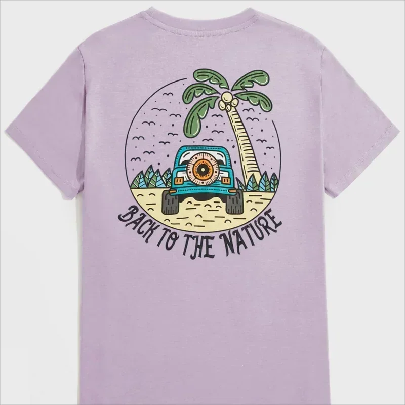 

Trendy Summer Anime Short Tshirt for Men Simple Beach Breeze Leisure Fashionable Versatile Graphic Loose Round Neck Print S-XL