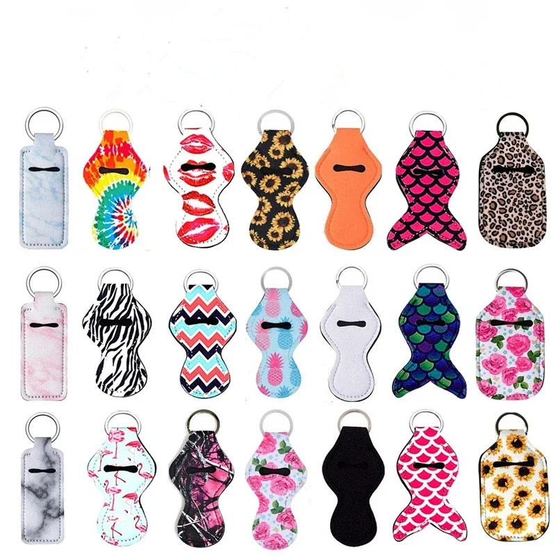 21pcs Chapstick Holder Keychain Neoprene Lipstick Holder Keychains, 30 Ml Refillable Bottles Keychain Holder