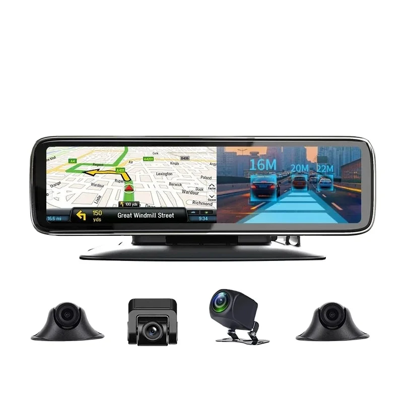 

Upgraded versionAndroid 10.0 4G 12" Touch Screen Mirror Car DVR Dash Cam with 4 s HD 720P WiFi GPS ADAS Mobile App Remote