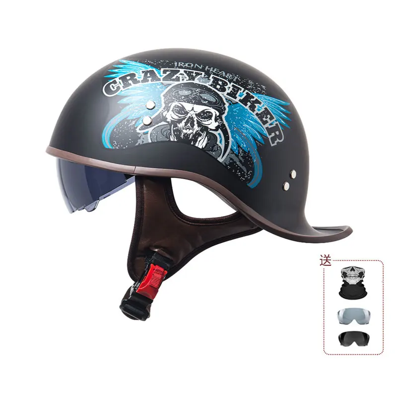 China 3C Certification New Motorcycle Helmet Retro Personality Cock Helmet for Men and Women Lightweight Breathable Half Helmet.