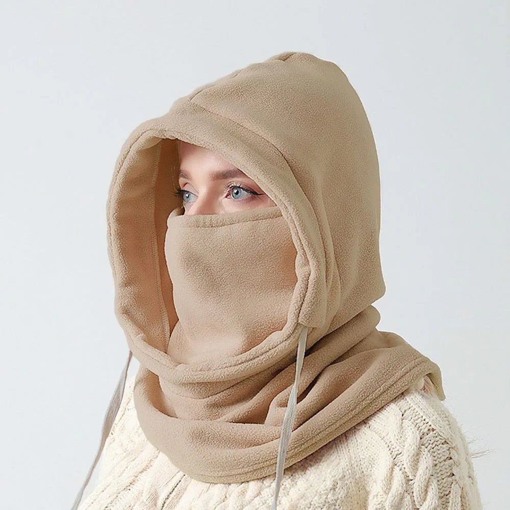 

Polar Fleece Winter Balaclava Hat Windproof Thickened Ear Protection Cap Cold Proof Breathable Integrated Hat Scarf Set Winter