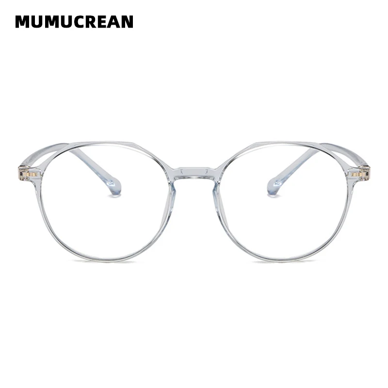 Fashion transparent Frame Glasses Myopia RoundFrame Men and Women with The Same Flat Lens Can Be Equipped with Anti-blue Glasses