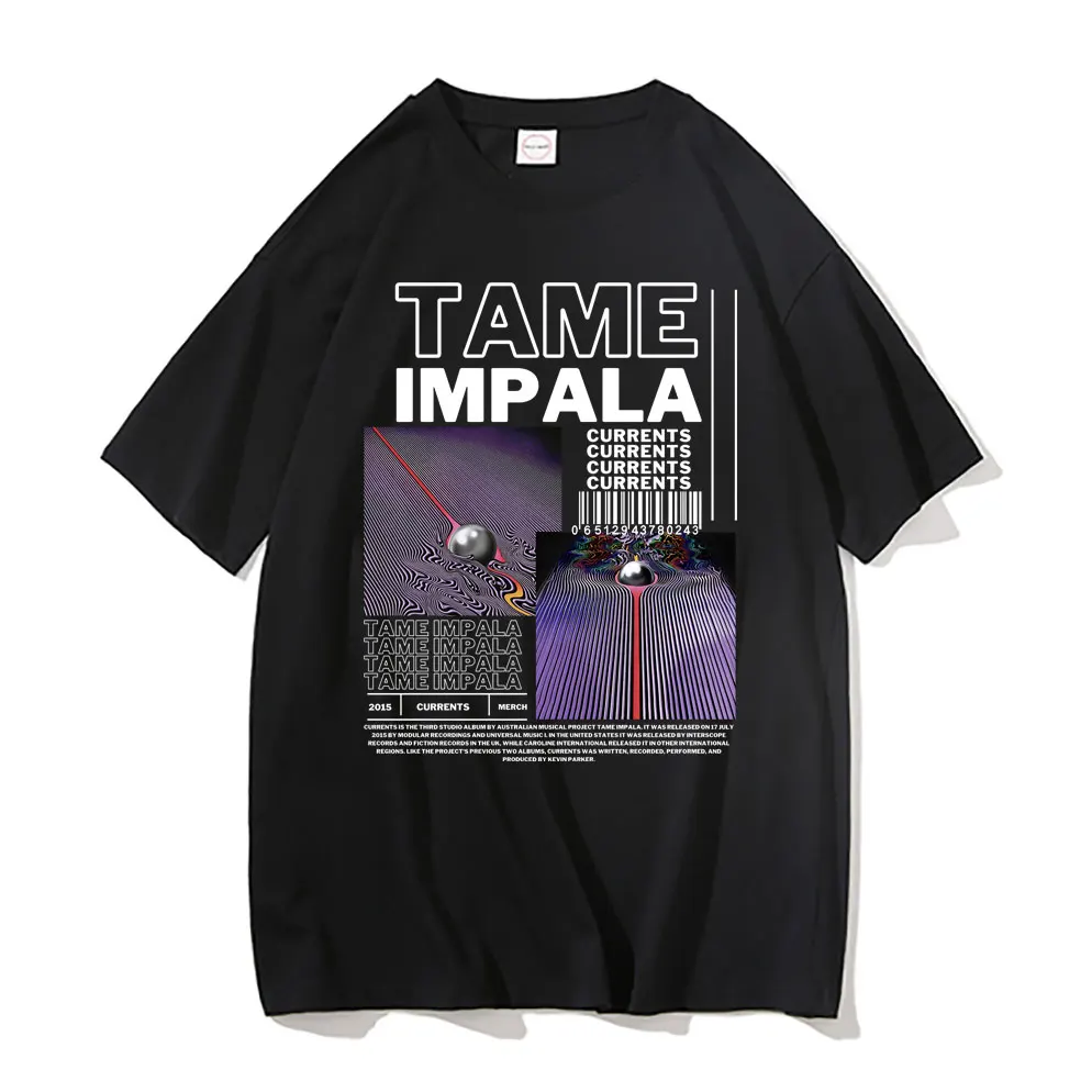 Tame Impala Currents Graphic Print T-shirts Men Fashion Oversized Tshirt Short Sleeve Men's Lndie Pop Rock Music T Shirts