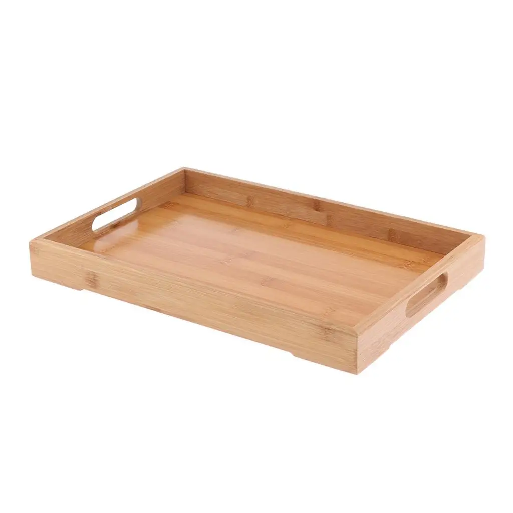 Bamboo Serving Tray Breakfast Tray &Handles Friendly Material