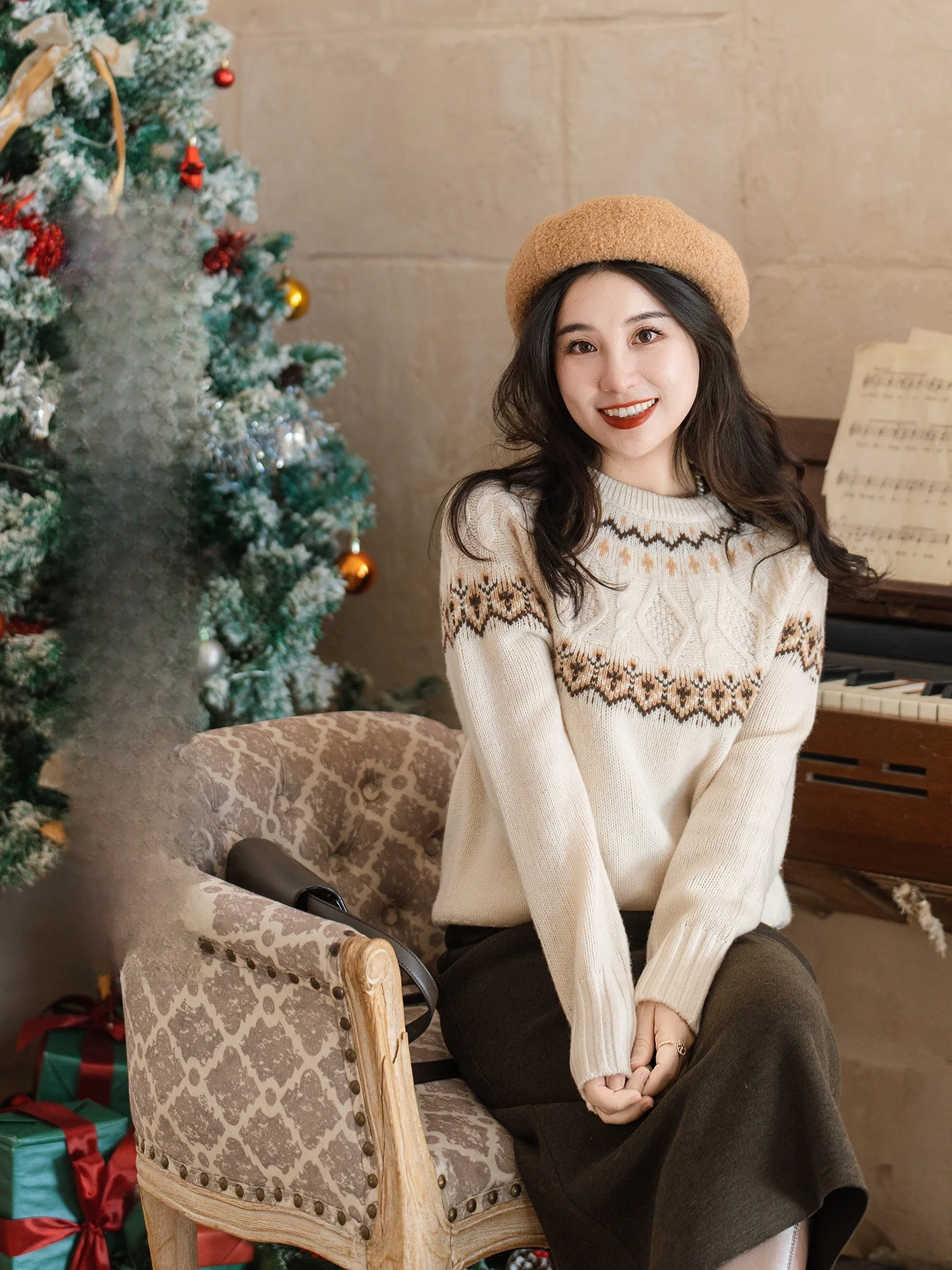 

Женский шерстяной вязаный свитер Apipedr Sl с узором Fair Isle, цветными точками и дизайном «Снежное колесо», повседневный, свободного кроя, с длинными рукавами