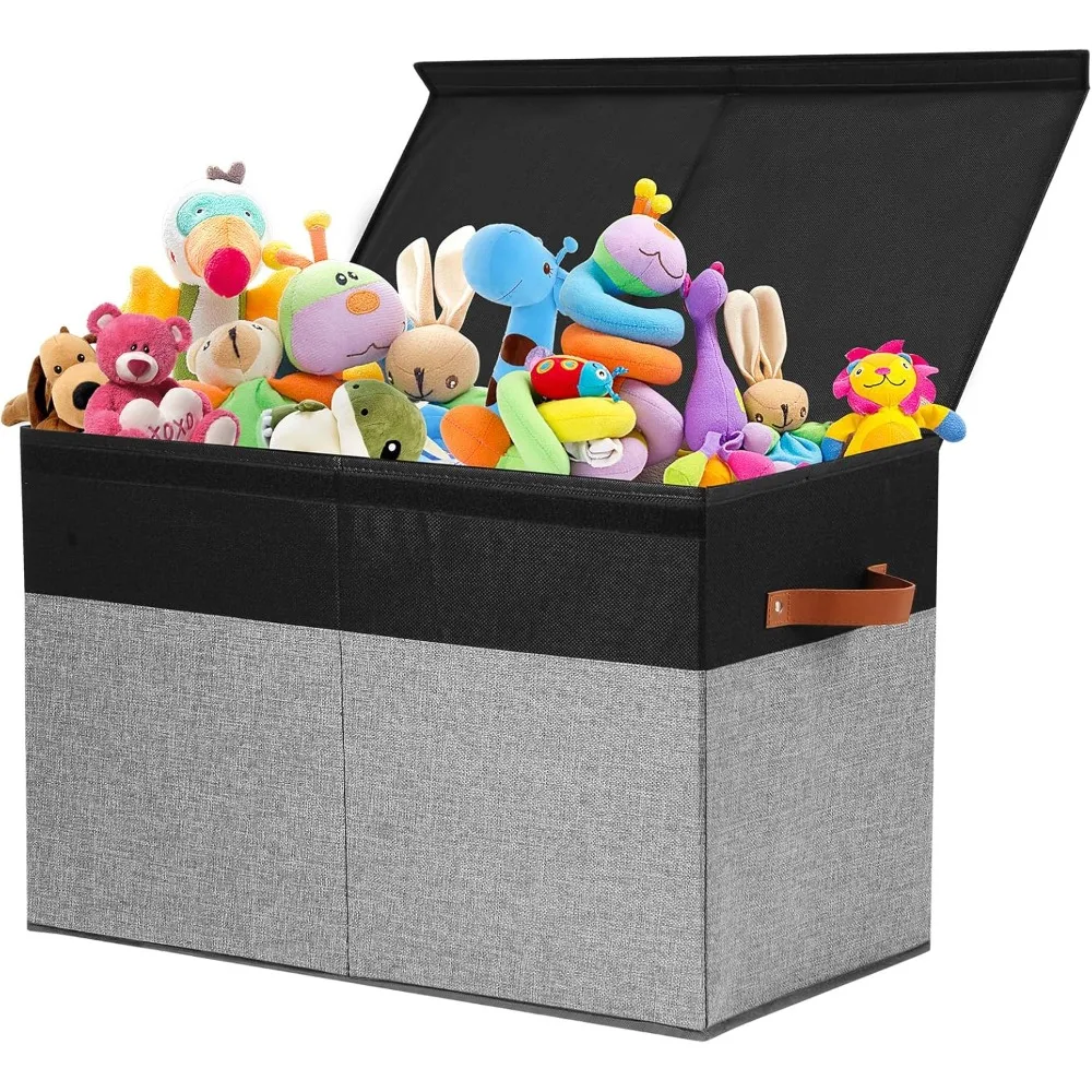 

Большой ящик для хранения игрушек с крышкой, прочный органайзер для игрушек, нагрудная корзина с перегородками для детей, детский шкаф, спальня, игровая комната