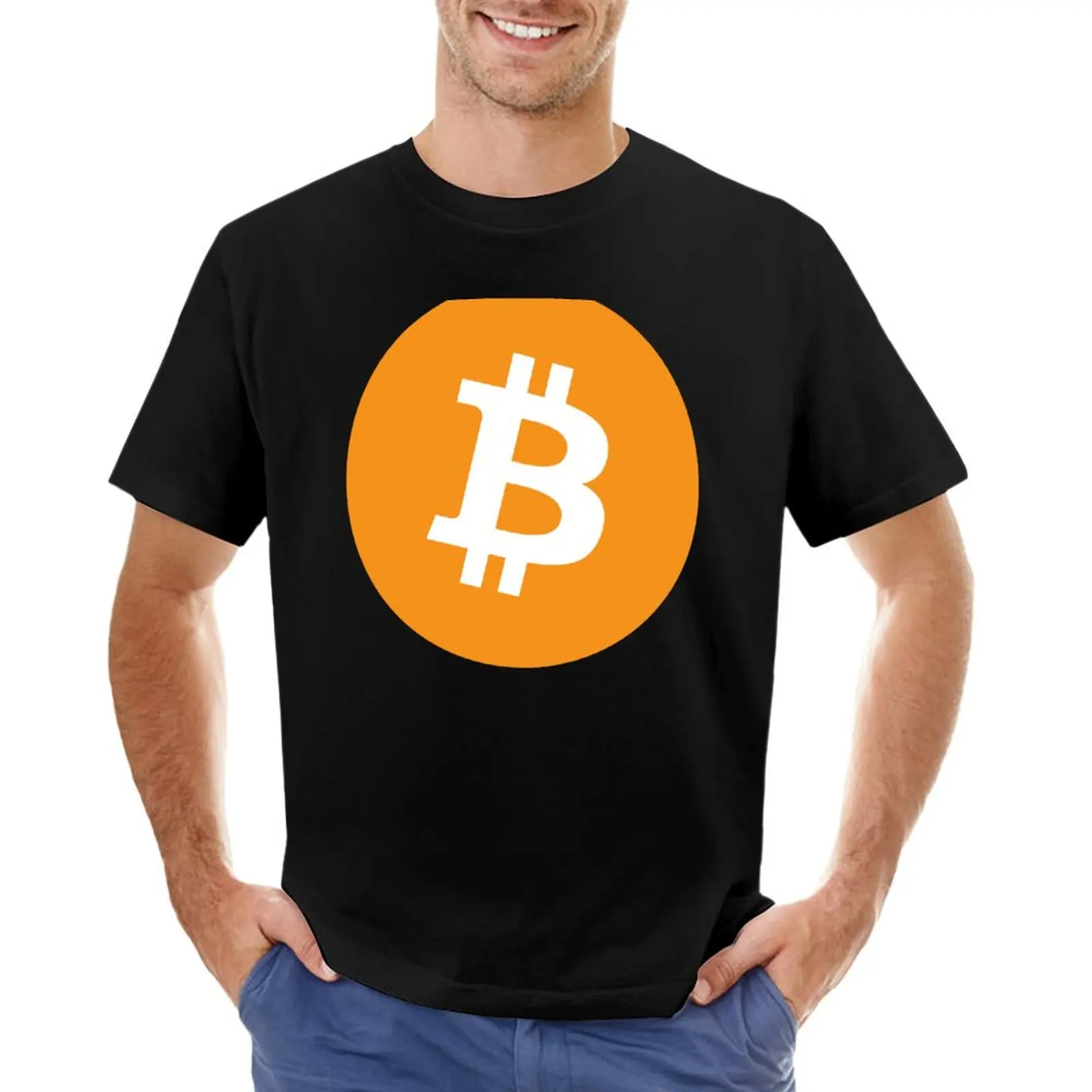 Unisex Bitcoin logotipo gráfico t-shirt, laranja criptomoeda Trader Miner, Tee gráfico vintage, Moda masculina e feminina