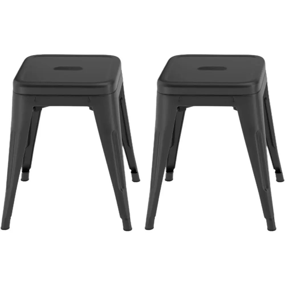 

Set of 2 Industrial Style Stackable Metal Dining Chairs, Suitable for Indoor and Outdoor Use, Black Finish