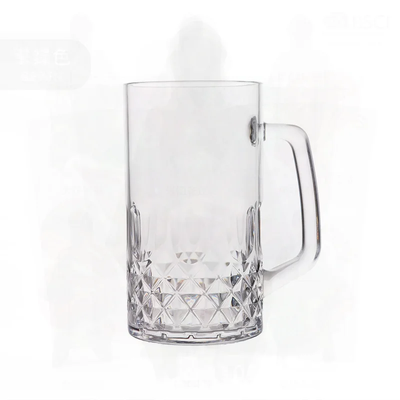 Large Capacity Acrylic Beer Mug Pineapple Shaped Draft Cup Drop-Proof Plastic Hero Cup with Handle for Commercial Bar Tea