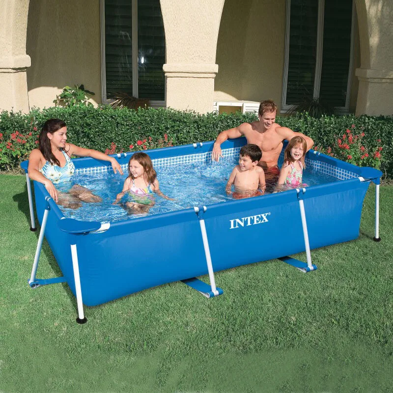 Popular Family Rectangular Steel Above-Ground Pool Backyard Garden Big Outdoor Swim Pool With Metal Frame