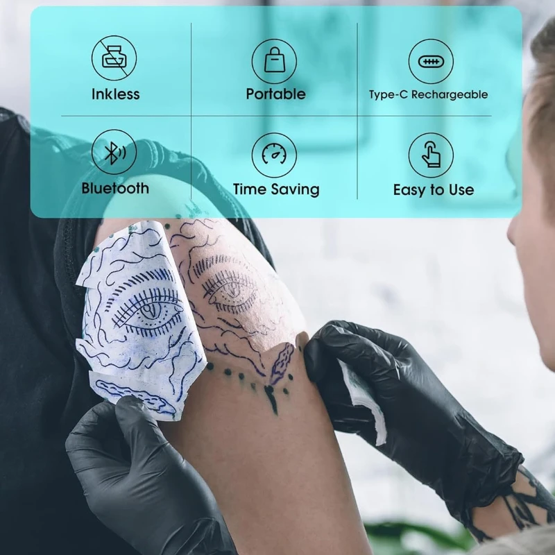 Tattooing Portable Printer Tattoo Stencil Printer Tattoo Transfer Machine Small Bluetooth Inkless Professional Tattoos Equipment