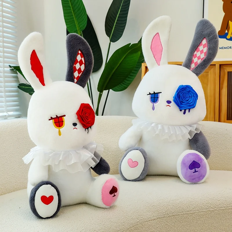 

21-55cm Cartoon Sad Rabbit Plush Toy Kawaii Stuffed Animal Bunny Rose Eyes Appease Doll Baby Sleeping Pillow Kids Halloween Gift