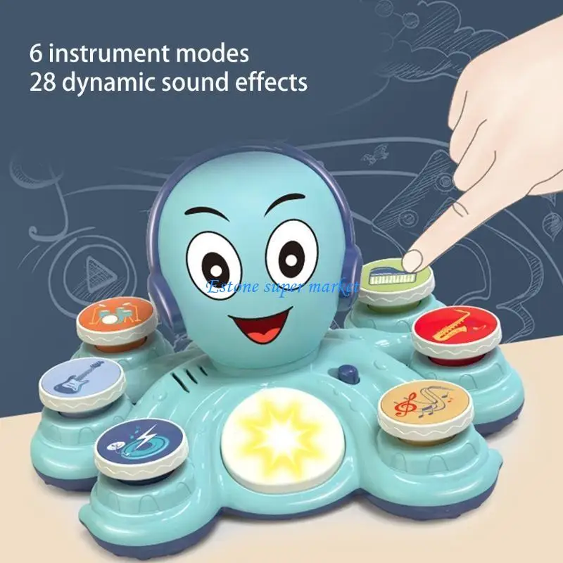 090B ของเล่นเด็กดนตรีของเล่นกลอง On Early Learning สำหรับเล่นชุด Light & Music Comfort 6 โหมดเครื่องดนตรีของเล่นสำหรับ